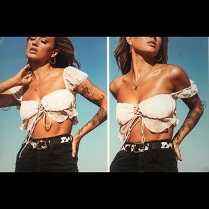 Princess Polly off the shoulder cropped shirt